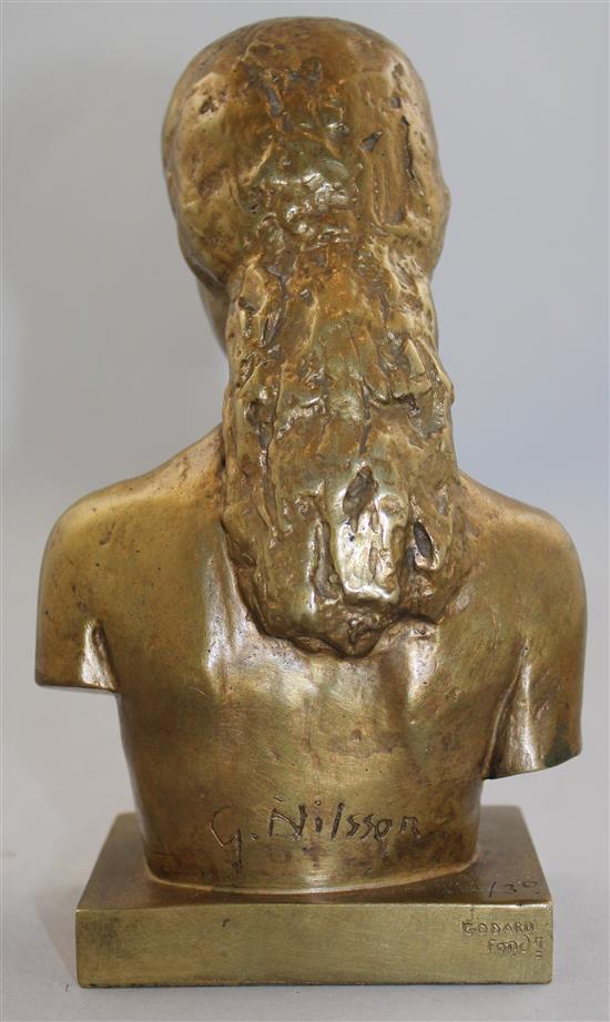 Gunnar Nilsson (Swedish, 1904-1995). A small gilded bronze bust of a young girl, 7.5in.